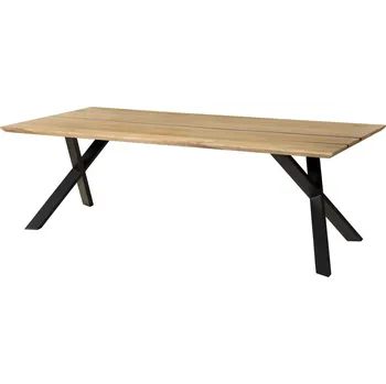 Jídelní stůl Jídelní stůl z mangového dřeva 260x100x76 přírodní lak / epoxidová černá, prodloužené nohy ve tvaru X antracitová matná EPOXY