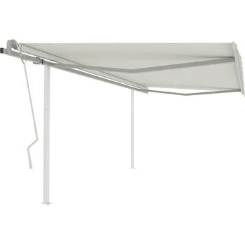Markýza vidaXL Ručně zatahovací markýza se sloupky 4 x 3 m krémová