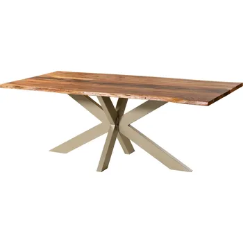 Jídelní stůl Jídelní stůl z akácie 180x90x74 přírodní lak / epoxid černý, křížový rám stříbrný matný EPOXY