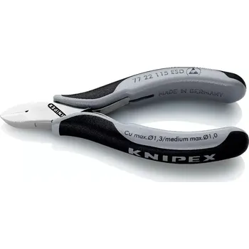 Dílna Boční štípací kleště pro elektroniku ESD, kulaté č elisti, bez fazety 115mm KNIPEX