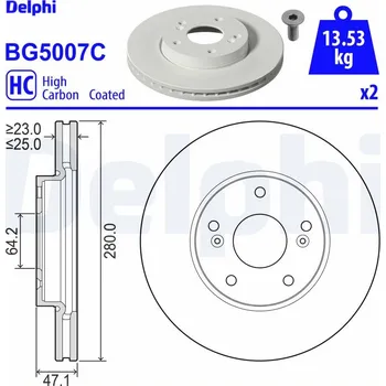 Brzdový kotouč Brzdový kotouč DELPHI BG5007C