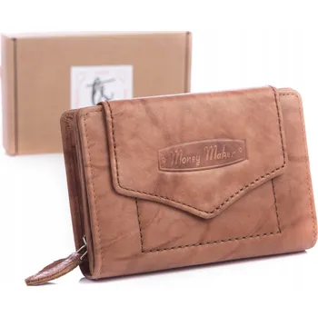 Peněženka Dámská peněženka světle hnědá béžová z měkké přírodní kůže RFID střední velikosti