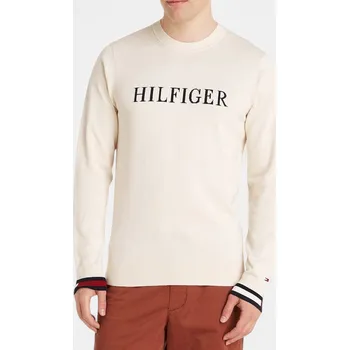 Pánský svetr Krémový svetr Tommy Hilfiger - Velikost M, Barva Béžová M56335 MW0MW29045