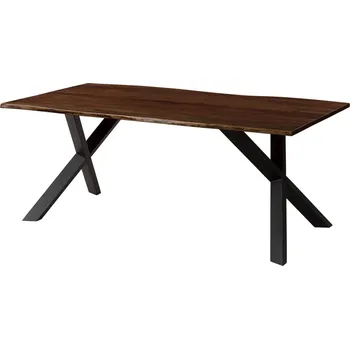 Jídelní stůl Jedálenský stůl z agátového dreva160x90x75 hnědý lakovaný / rozšířené nohy X antracit matný METAL 3