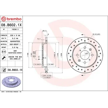 Brzdový kotouč Brzdový kotouč BREMBO 08.B602.1X