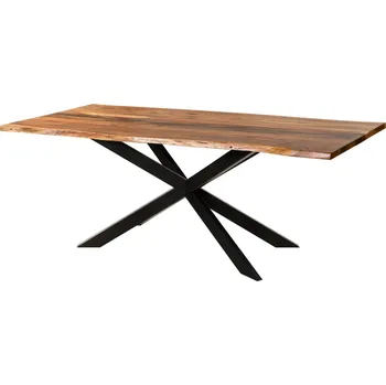 Jídelní stůl Jídelní stůl z akácie 180x90x76 přírodní lakovaný / epoxid černý, křížový rám 2 antracit matný EPOXY