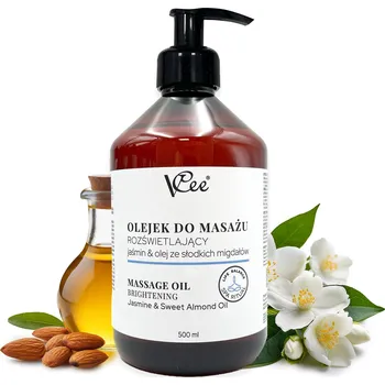 Masážní přípravek Přírodní veganský masážní olej VCee 500 ml jasmínový a mandlový