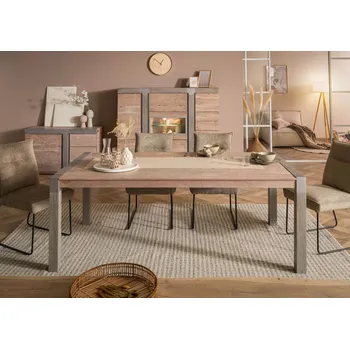 Jídelní stůl Akáciový jídelní stůl 220x100x76 béžový lakovaný NEW AMSTERDAM