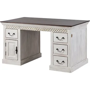 Psací stůl Psací stůl mango / akát 140x80x76 bílý voskovaný ANTIK