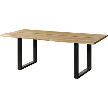 Jídelní stůl Jídelní stůl z mangového dřeva 260x100x76 přírodní lak / epoxid černý, nohy ve tvaru U antracit matný EPOXY