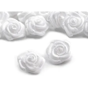 Saténová růže Ø15 mm bílá 10 ks