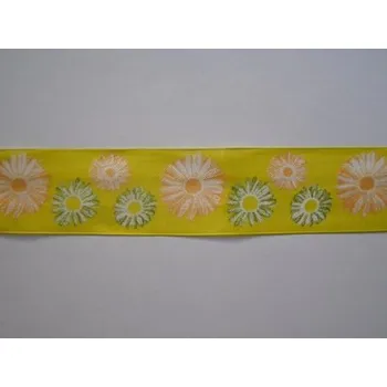 Stuha Látková stuha s drátkem 40mm - květinky - balení 2m