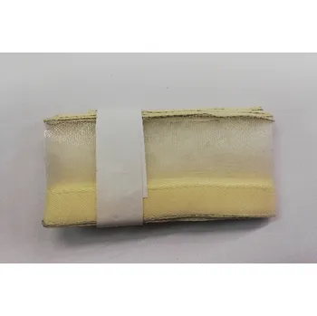 Stuha Šifonová stuha s drátkem 40mm - bílý a žlutý okraj - balení 2,5m