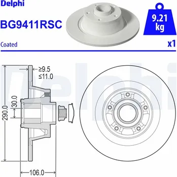Brzdový kotouč Brzdový kotouč DELPHI BG9411RSC