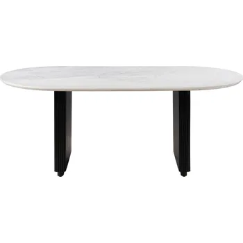 Jídelní stůl Jídelní stůl oválný mangový 200x100x76x76 černý lakovaný / bílý mramor BARCELONA