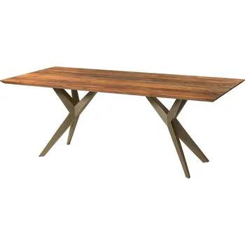 Jídelní stůl Jídelní stůl z akácie 220x100x76 přírodní lak / epoxid černý, hvězdicová podnož stříbrná matná EPOXY