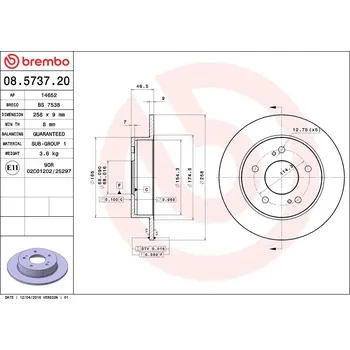 Brzdový kotouč Brzdový kotouč BREMBO 08.5737.20