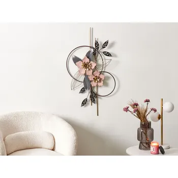 Ručně vyráběná závěsná dekorace na zeď barevná kompozice železných květin moderní nástěnné umění Beliani