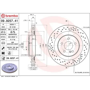 Brzdový kotouč Brzdový kotouč BREMBO 09.9257.41