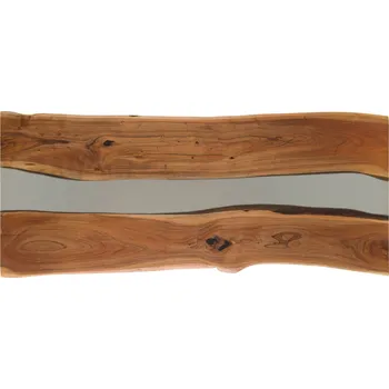 Jídelní stůl Jídelní stůl akácie s epoxidovou pryskyřicí 240x100x76 přírodní lakovaný / epoxidový šedý pravý okraj stromu EPOXY 5