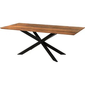 Jídelní stůl Jídelní stůl z akácie 200x100x76 přírodní lak / epoxidová černá, křížový rám 2 antracitová matná EPOXY