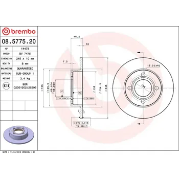 Brzdový kotouč Brzdový kotouč BREMBO 08.5775.20