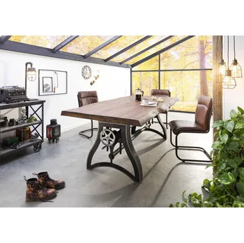 Jídelní stůl MANCHESTER Jídelní stůl mango 220x100x67-91 výškově nastavitelný přírodní olejovaný