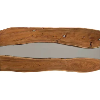 Jídelní stůl Jídelní stůl akácie s epoxidovou pryskyřicí 240x100x76 přírodní lakovaný / epoxidový šedý pravý okraj stromu EPOXY jedinečný kus