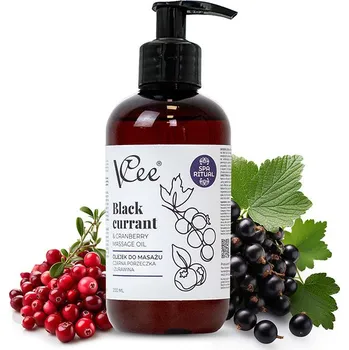 Masážní přípravek VCee přírodní veganský masážní olej 200 ml černý rybíz a brusinky