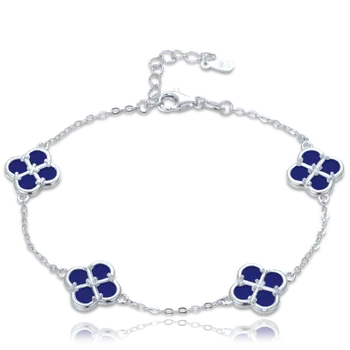 Náramek MINET Stříbrný náramek čtyřlístky s lapisy JMAS7058BB20