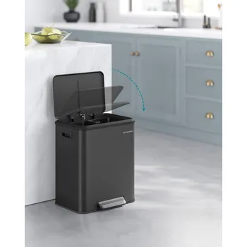 Odpadkový koš Kuchyňský odpadkový koš 2x15 l | černý