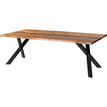 Jídelní stůl Jídelní stůl z akácie 200x100x76 přírodní lak / epoxid černý, prodloužené nohy X antracit matný EPOXY