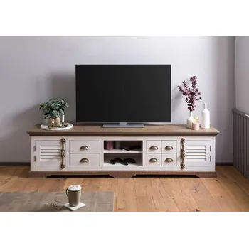 Televizní stolek TV stolek mango 220x45x55 bílý lakovaný TOULOUSE