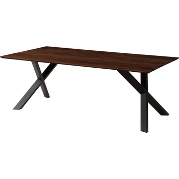 Jídelní stůl Jídelní stůl akácie 220x100x75 hnědý lakovaný / rozšířené X-nohy antracit matný SWISS EDGE