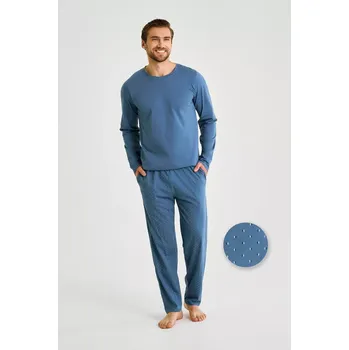 Pánské pyžamo 3474 PÁNSKÉ DLOUHÉ PYŽAMO LORENZO M-2XL JEANS L