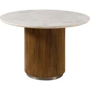 Jídelní stůl Kulatý jídelní stůl mango 120x120x76 hnědý lakovaný / bílý mramor BARCELONA