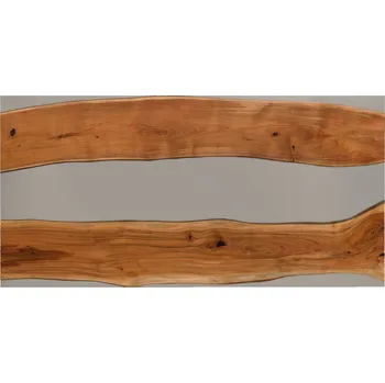 Jídelní stůl Jídelní stůl akácie s epoxidovou pryskyřicí 200x100x76 přírodní lakovaný / epoxidový šedý rovný okraj EPOXY 3