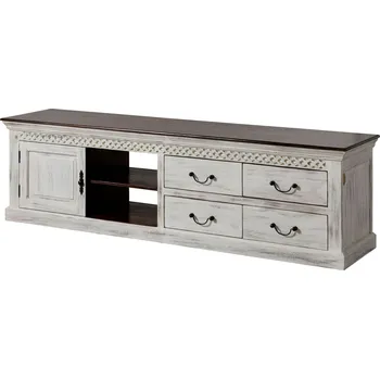 Televizní stolek TV stolek mango/akát 205x50x60 bílá voskovaná ANTIK