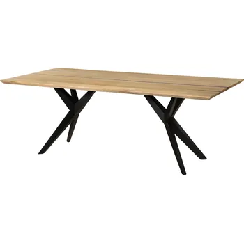 Jídelní stůl Jídelní stůl z mangového dřeva 200x100x76 přírodní lak / epoxidová černá, hvězdicová podnož antracitová matná EPOXY