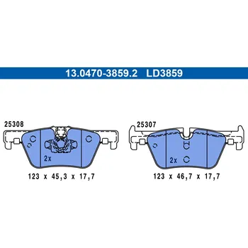 Brzdová destička Sada brzdových destiček, kotoučová brzda ATE 13.0470-3859.2