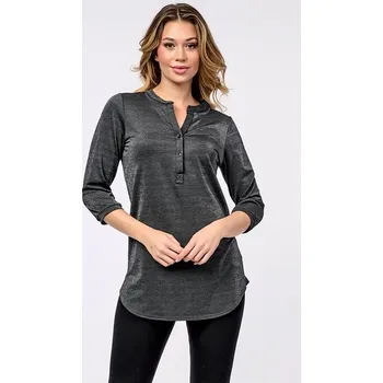 Dámská halenka Delší antracitová dámská halenka s légou a 3/4 rukávy 7786 velikost M