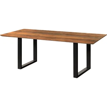 Jídelní stůl Jídelní stůl z akácie 200x100x76 přírodní lak / epoxidová černá, nohy ve tvaru U antracitová matná EPOXY