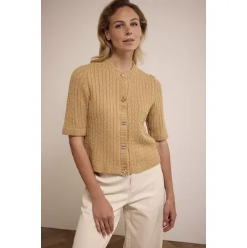 Dámský svetr TRAMONTANA dámský kardigan tmavě béžový pletený krátký na knoflíky