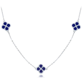 Souprava šperků MINET Stříbrný náhrdelník čtyřlístky s lapisy JMAS7058BN50