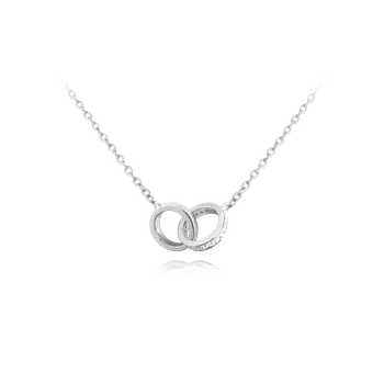 Souprava šperků MINET Stříbrný náhrdelník spojené kroužky se zirkony JMAN0179SN45