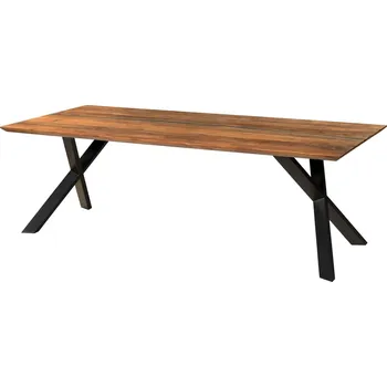 Jídelní stůl Jídelní stůl z akácie 180x90x76 přírodní lak / epoxidová černá, prodloužené X-nohy antracitová matná EPOXY