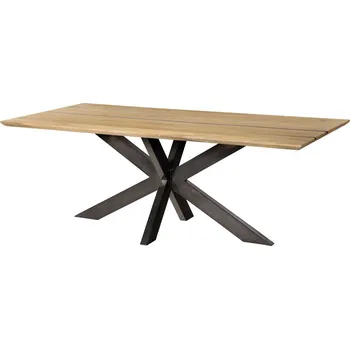 Jídelní stůl Jídelní stůl z mangového dřeva 260x100x74 přírodní lak / epoxidová černá, křížový rám antracit lesklý EPOXY