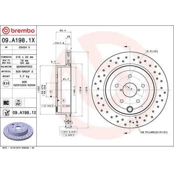 Brzdový kotouč Brzdový kotouč BREMBO 09.A198.1X