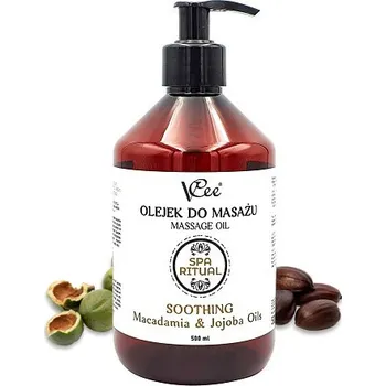 Masážní přípravek Přírodní veganský masážní olej VCee 500 ml makadamiový a jojobový