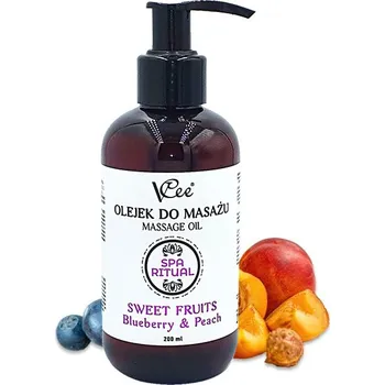 Masážní přípravek VCee přírodní veganský masážní olej 200 ml borůvky a broskve